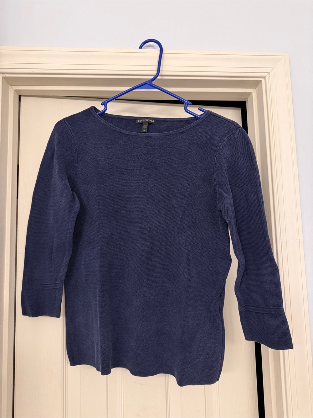 Eileen Fisher Silk Deep Navy Scoop Neck Knit Top
